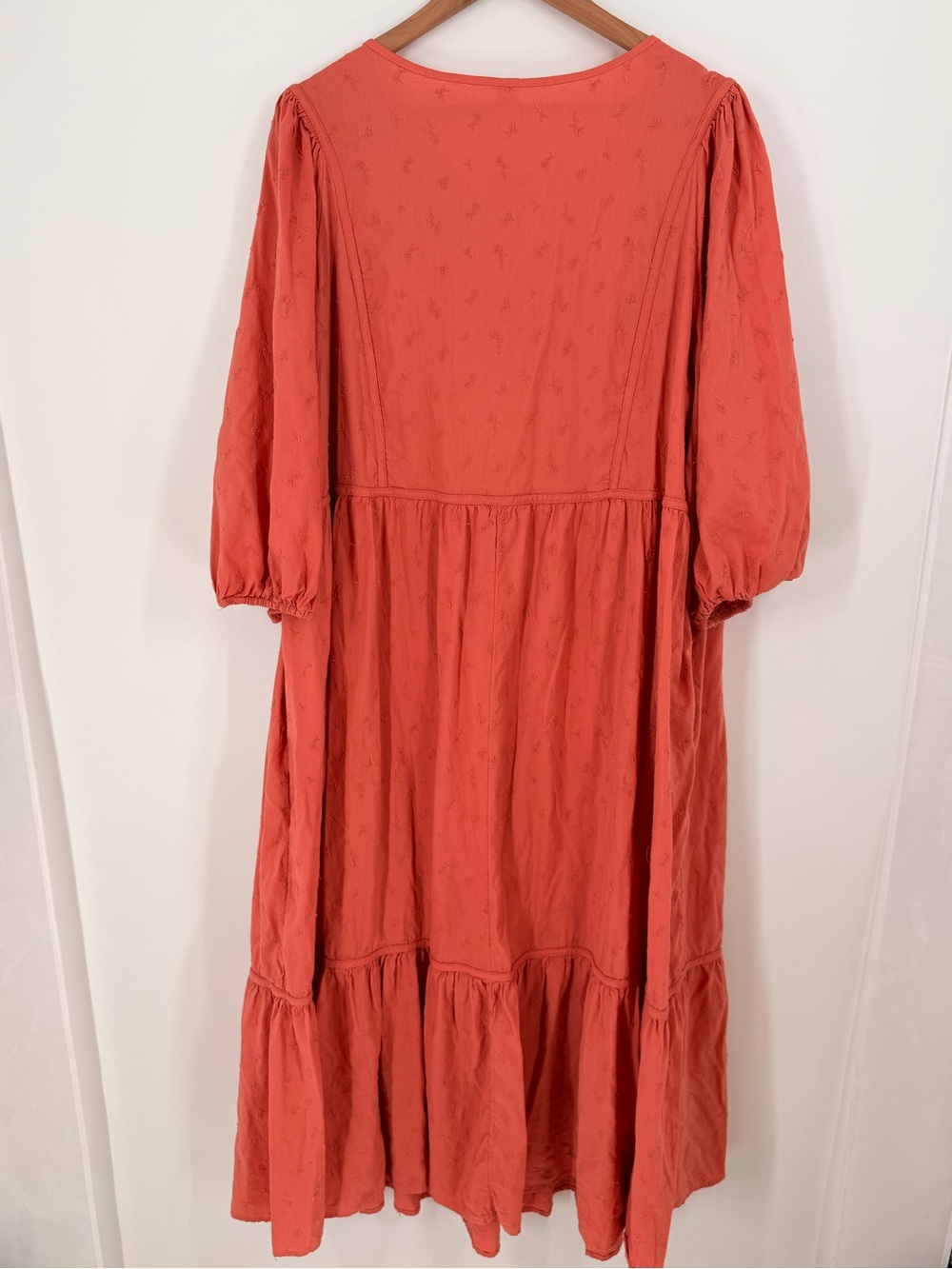 Old Navy Plus 3X Coral Embroidered Boho Tiered Midi Maxi Dress Cottagecore - Picture 5 of 11